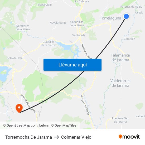 Torremocha De Jarama to Colmenar Viejo map