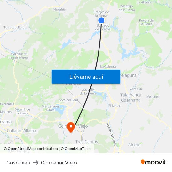 Gascones to Colmenar Viejo map