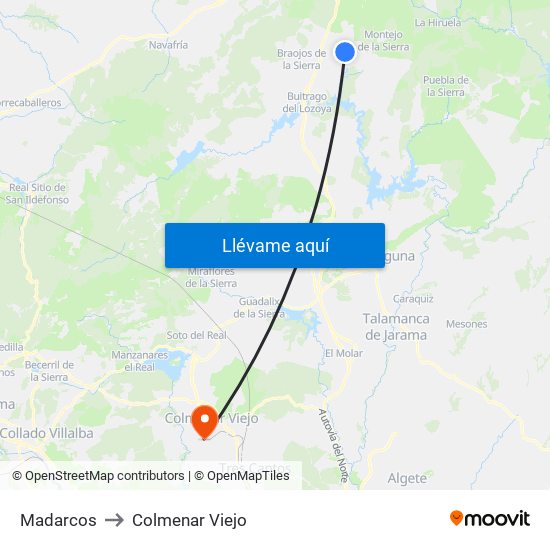 Madarcos to Colmenar Viejo map