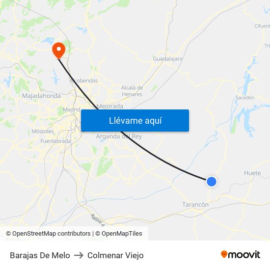 Barajas De Melo to Colmenar Viejo map