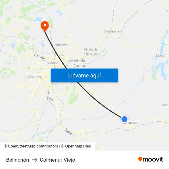 Belinchón to Colmenar Viejo map