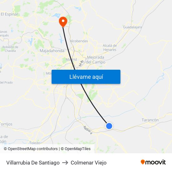 Villarrubia De Santiago to Colmenar Viejo map