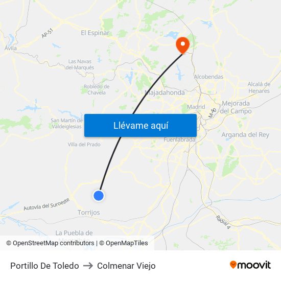 Portillo De Toledo to Colmenar Viejo map