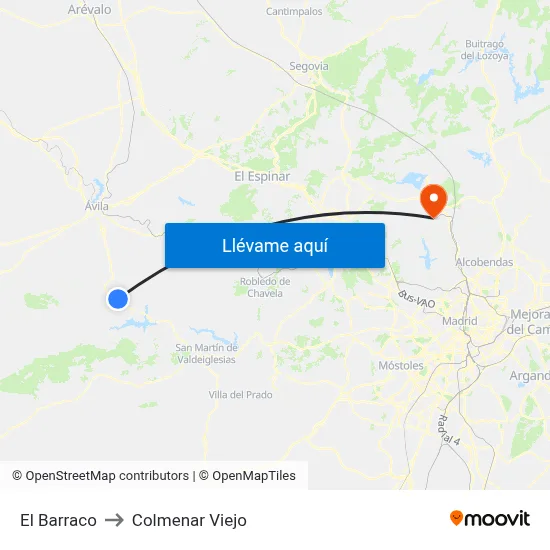 El Barraco to Colmenar Viejo map