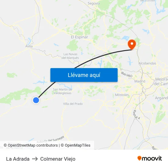 La Adrada to Colmenar Viejo map