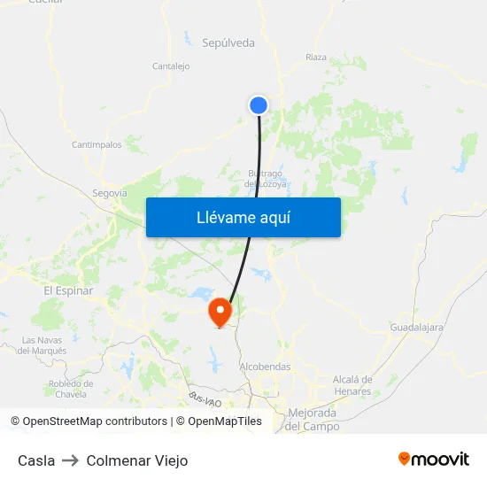 Casla to Colmenar Viejo map