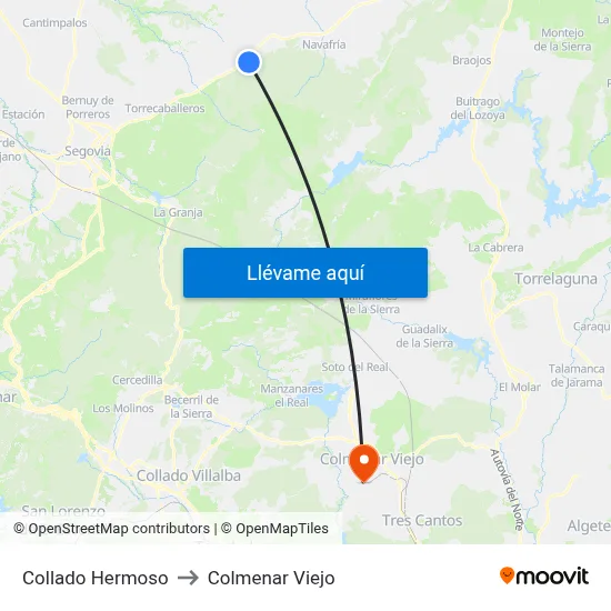 Collado Hermoso to Colmenar Viejo map