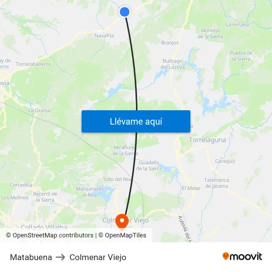 Matabuena to Colmenar Viejo map