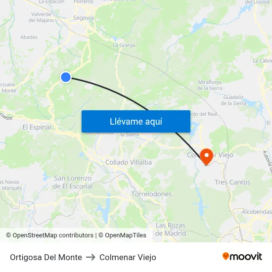 Ortigosa Del Monte to Colmenar Viejo map