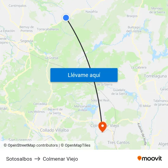 Sotosalbos to Colmenar Viejo map