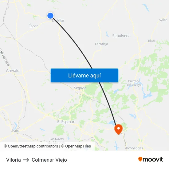 Viloria to Colmenar Viejo map