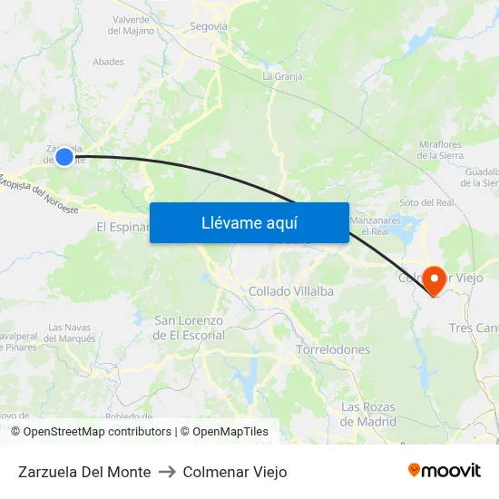 Zarzuela Del Monte to Colmenar Viejo map