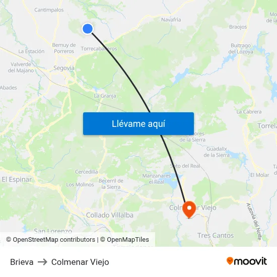 Brieva to Colmenar Viejo map