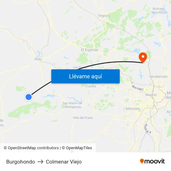 Burgohondo to Colmenar Viejo map