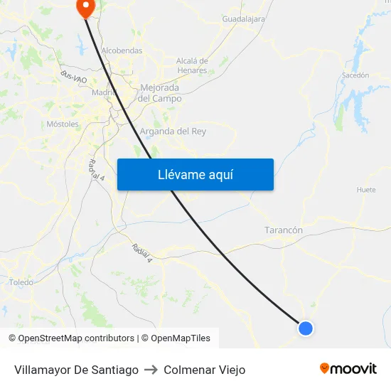 Villamayor De Santiago to Colmenar Viejo map