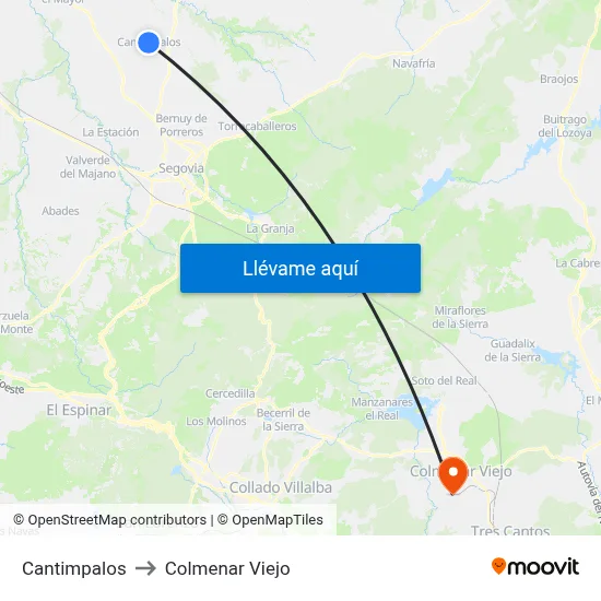Cantimpalos to Colmenar Viejo map