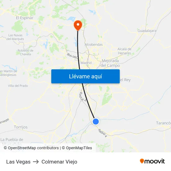 Las Vegas to Colmenar Viejo map