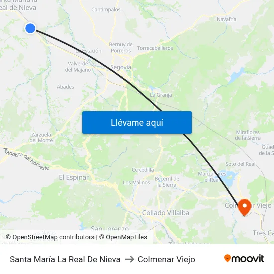 Santa María La Real De Nieva to Colmenar Viejo map