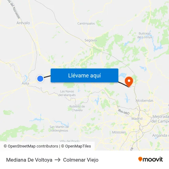 Mediana De Voltoya to Colmenar Viejo map