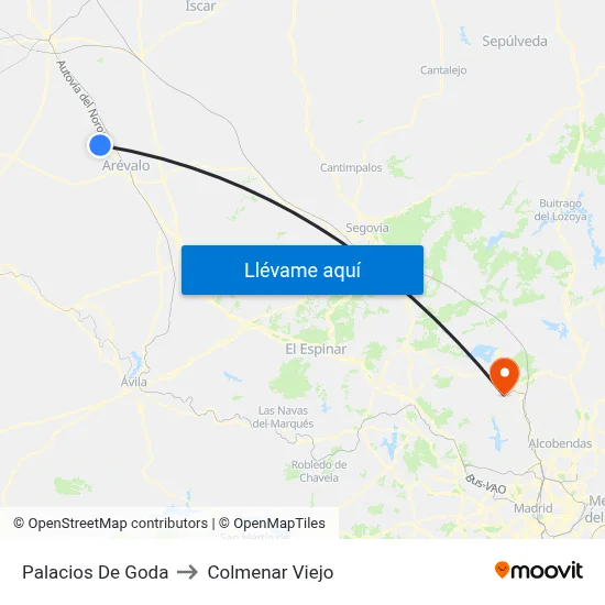 Palacios De Goda to Colmenar Viejo map