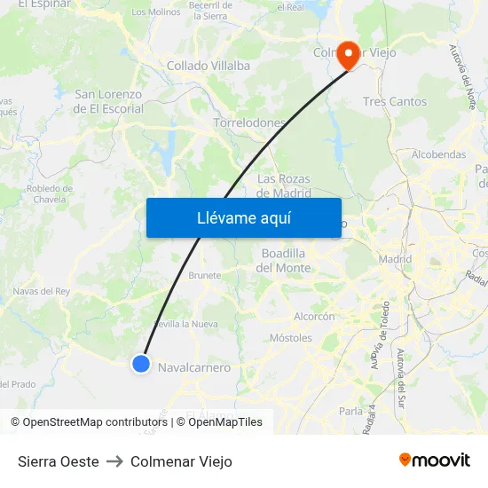 Sierra Oeste to Colmenar Viejo map