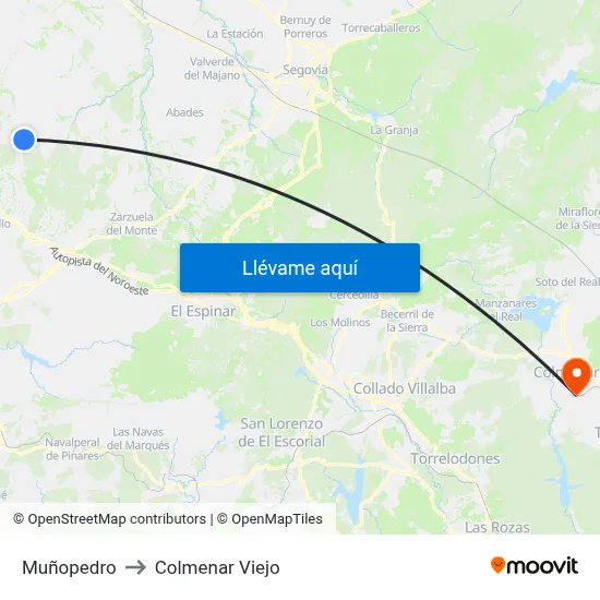 Muñopedro to Colmenar Viejo map