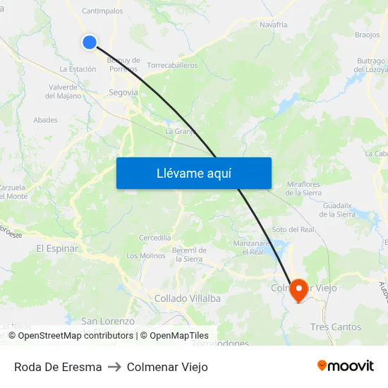 Roda De Eresma to Colmenar Viejo map