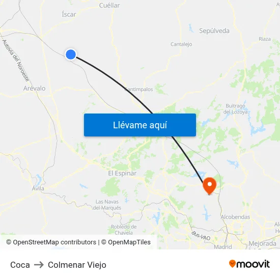 Coca to Colmenar Viejo map