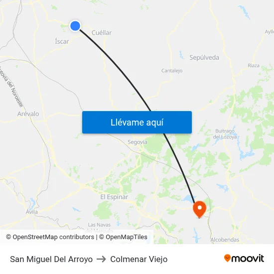 San Miguel Del Arroyo to Colmenar Viejo map