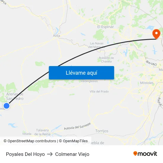 Poyales Del Hoyo to Colmenar Viejo map