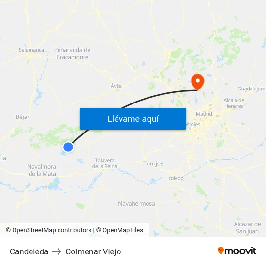 Candeleda to Colmenar Viejo map