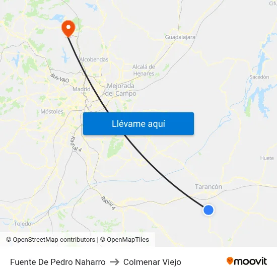 Fuente De Pedro Naharro to Colmenar Viejo map