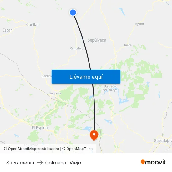Sacramenia to Colmenar Viejo map