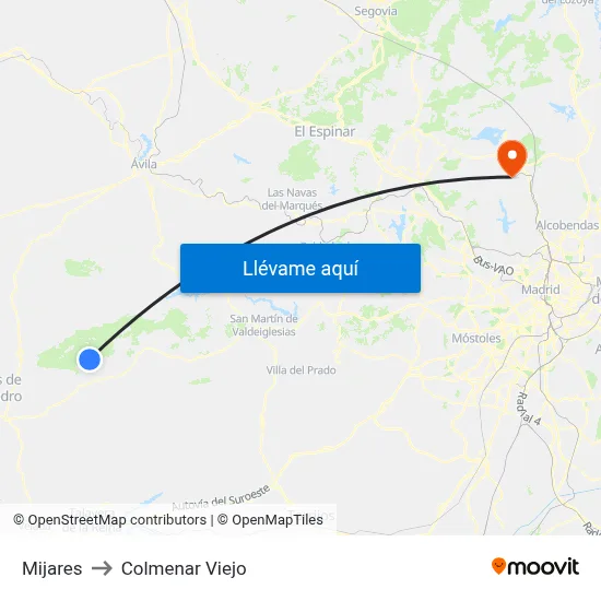 Mijares to Colmenar Viejo map