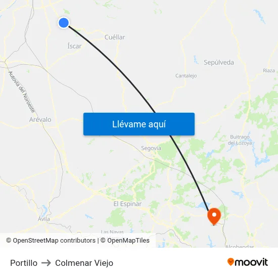 Portillo to Colmenar Viejo map