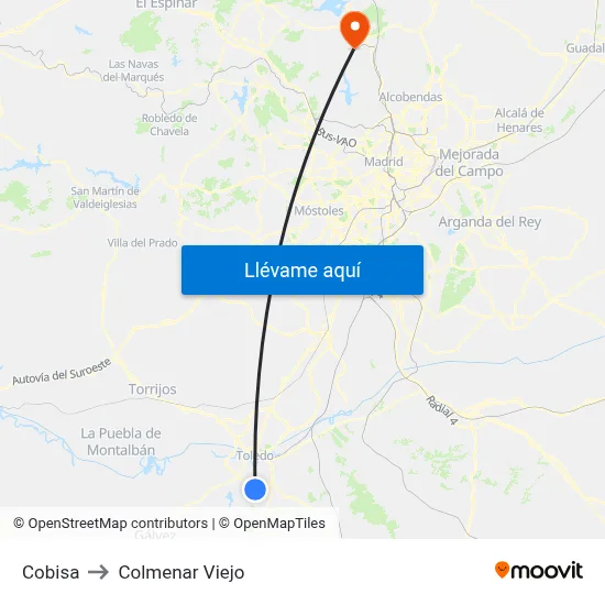Cobisa to Colmenar Viejo map