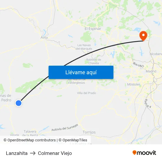 Lanzahíta to Colmenar Viejo map