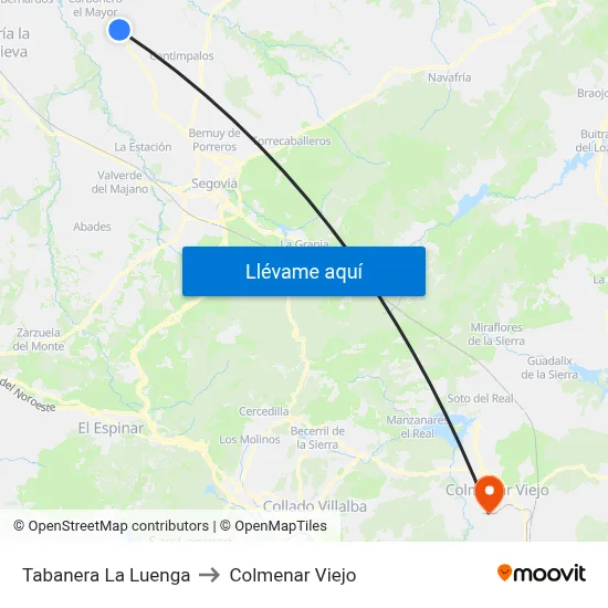 Tabanera La Luenga to Colmenar Viejo map