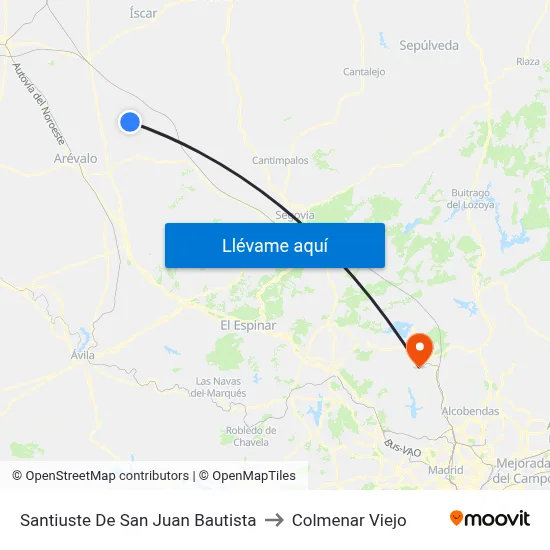 Santiuste De San Juan Bautista to Colmenar Viejo map