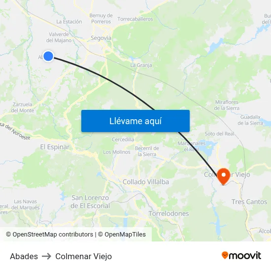Abades to Colmenar Viejo map