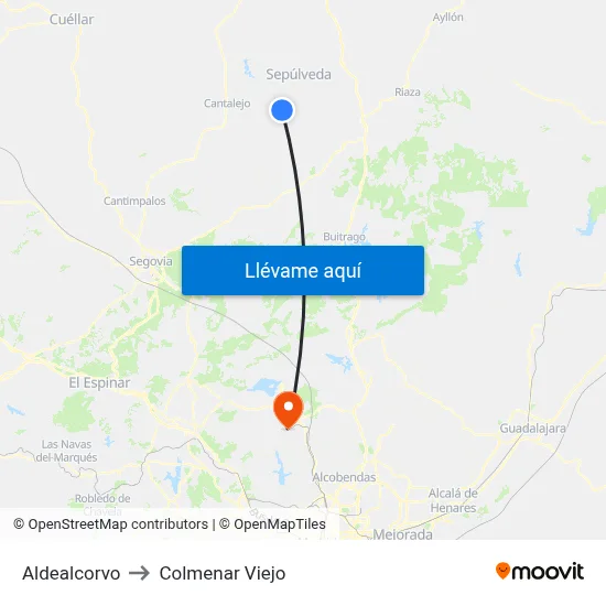 Aldealcorvo to Colmenar Viejo map