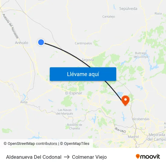 Aldeanueva Del Codonal to Colmenar Viejo map