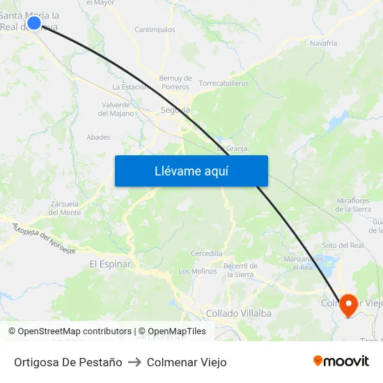 Ortigosa De Pestaño to Colmenar Viejo map