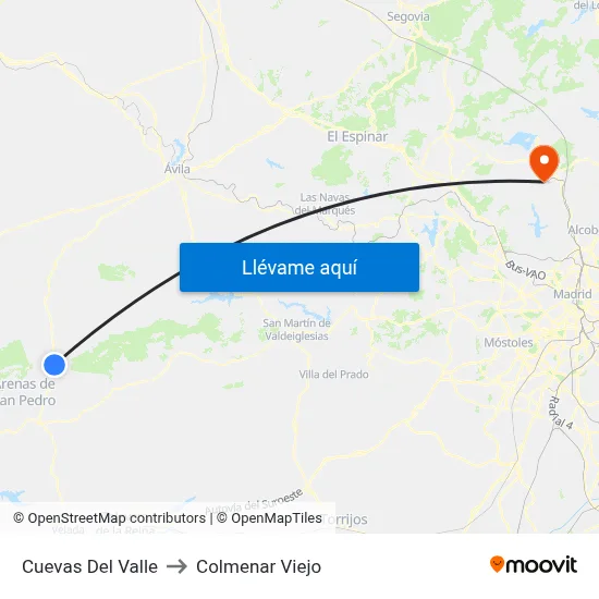 Cuevas Del Valle to Colmenar Viejo map