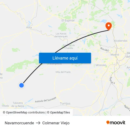 Navamorcuende to Colmenar Viejo map