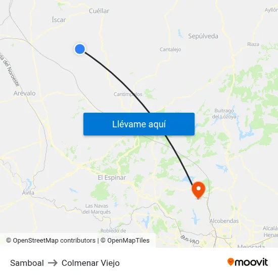 Samboal to Colmenar Viejo map
