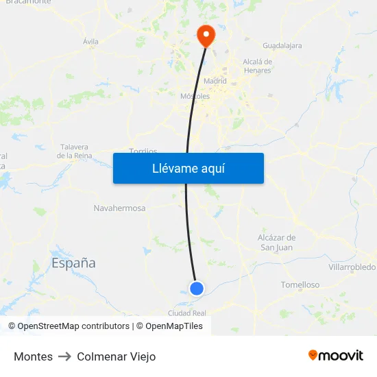 Montes to Colmenar Viejo map