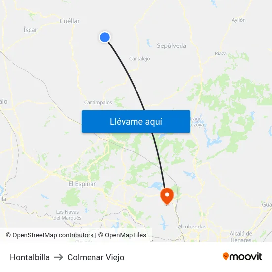 Hontalbilla to Colmenar Viejo map