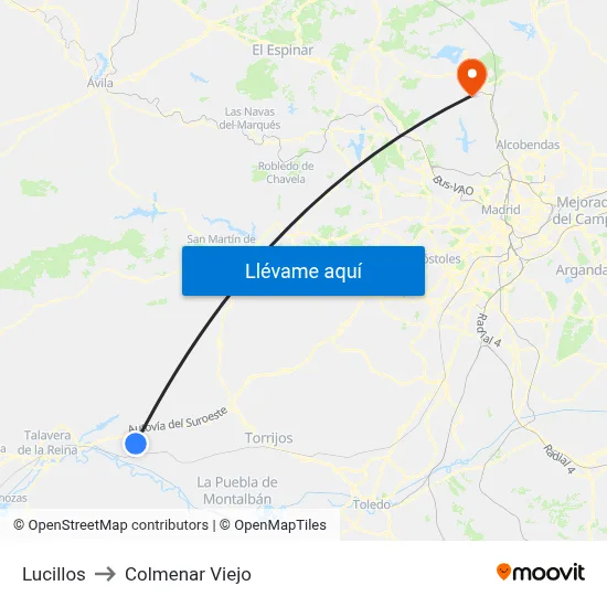 Lucillos to Colmenar Viejo map