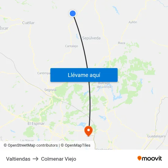 Valtiendas to Colmenar Viejo map